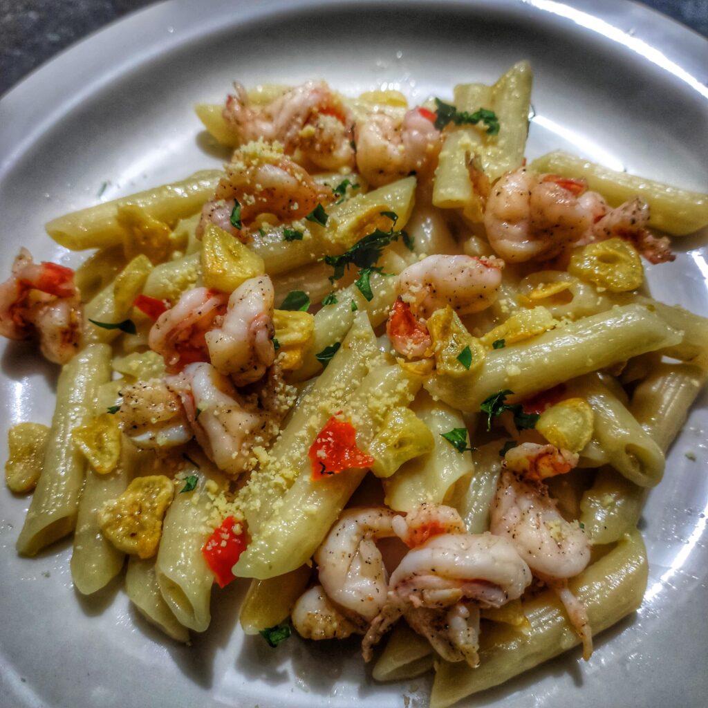 Chili Garlic Shrimp Penne Pasta