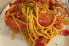 Homemade Spaghetti with Fresh Lobster and Cherry Tomatoes