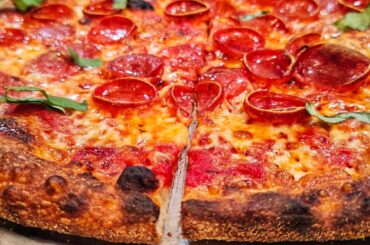 This is my very first post! Homemade sourdough pepperoni and Hot Honey pie, baked on my baking steel pro. 72 hour cold proof, baked at 550 in my home oven