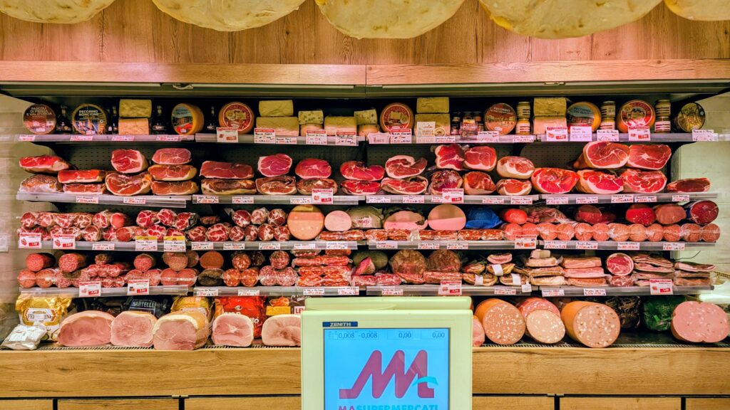 Cold cuts at a local supermarket in Italy