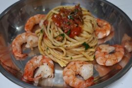 pasta al pomodoro with shrimp