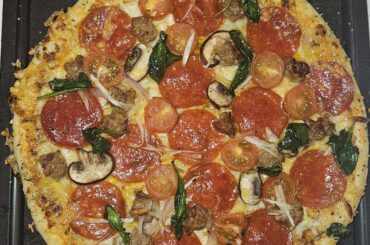 Cast iron Oven loaded pizza