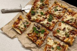 Made a rectangular pizza at home