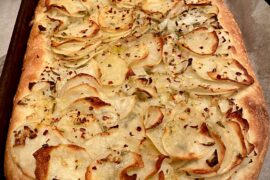 Potato Pizza with Onion and Hot Pepper Flakes