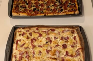 Simple pizzas made with the wife. Nothing fancy but delicious!