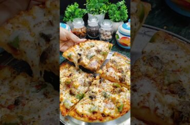 🍕Paneer Mushroom loaded Cheese Pizza🤤 #shorts #pizza #cravings #mushroompizza #viralrecipe