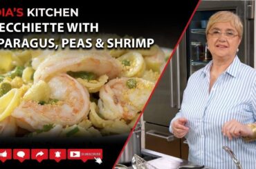 Easy Orecchiette with Asparagus, Peas and Shrimp