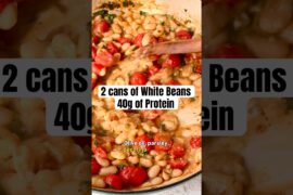 15-Minute Garlic Parmesan White Beans Recipe (40+ g of protein!) #shorts