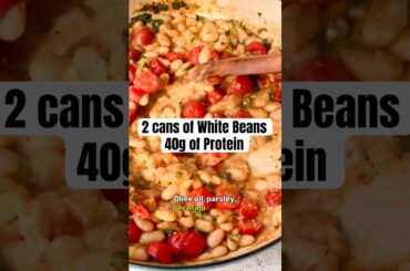 15-Minute Garlic Parmesan White Beans Recipe (40+ g of protein!) #shorts