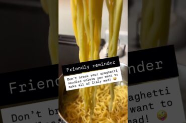 Friendly reminder don’t break the spaghetti! #italy #cooking #kitchen