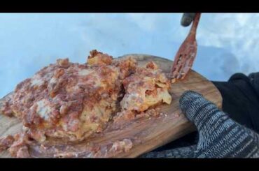 Authentic Italian Lasagna Cooking in the Snow