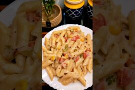 Creamy White Sauce Pasta🤤 🍝 #shorts #recipe #viral
