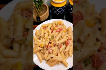 Creamy White Sauce Pasta🤤 🍝 #shorts #recipe #viral