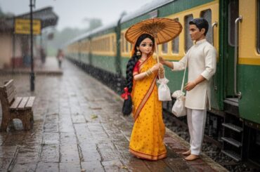 Train Journey day! Miniature doll cooking idlis|ASMR Train thali Eating|Couple doll story