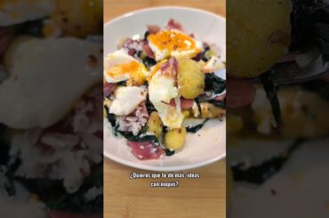 Cena sana y rápida con ñoquis‼️#recetas #recetasfaciles #cena #ñoquis #huevo #cenas #comidafacil