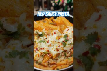 “Cheesy Red Sauce Pasta 🍝❤️–5 min mein Italian vibes at home!”#ytshorts #recipe#shorts#redsausepasta