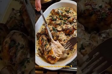 🍗 Creamy Garlic Mushroom Chicken | Full Recipe in the Description 👇 #cooking #food #recipe