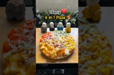 4 in 1 Pizza Recipe 🍕 | Cheese Burst 4 Flavour Pizza | Homemade Pizza #shorts