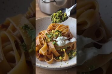 Sun-Dried Tomato & Burrata Pappardelle with Pistachio  Gremolata#ItalianCuisine #PastaLovers #Foodie