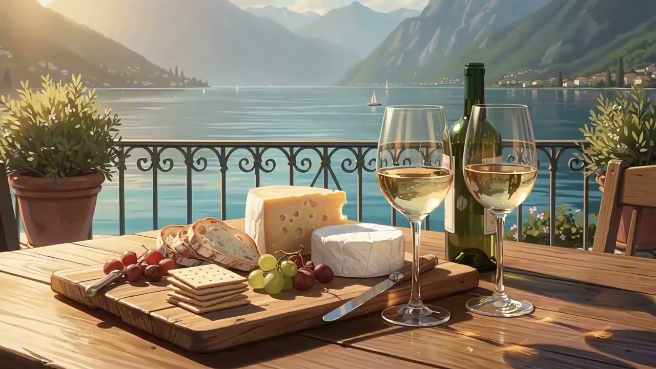 You’re Sitting by Lake Como 🌊 Wine, Cheese & Italian Jazz You’re Sitting by Lake Como 🌊 Wine, Cheese & Italian Jazz