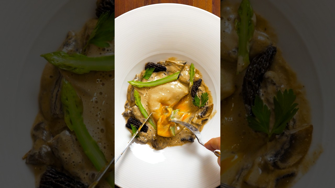 MOREL RAVIOLO WITH RUNNY EGG YOLK MOREL RAVIOLO WITH RUNNY EGG YOLK