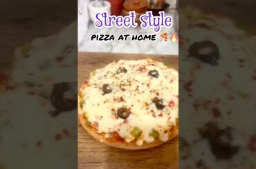 Street Style Pizza at Home 😍🍕 | No Oven Easy Recipe#shorts #cooking #food