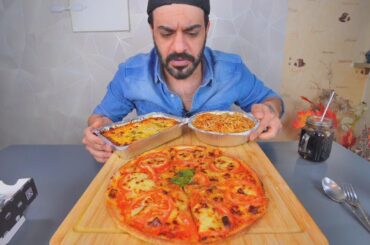 Trying the Top 3 Italian Dishes—Pizza, Lasagna & Spaghetti from a Local Italian Spot | Mukbang