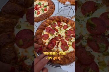 This croissant pizza in Dubai is insane 🤯🥐🍕Crispy buttery crust + cheesy pepperoni inside=next level