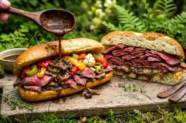 Cooking a Chicago-Style Italian Beef Sandwich in the Wild | Bushcraft Outdoor Cooking