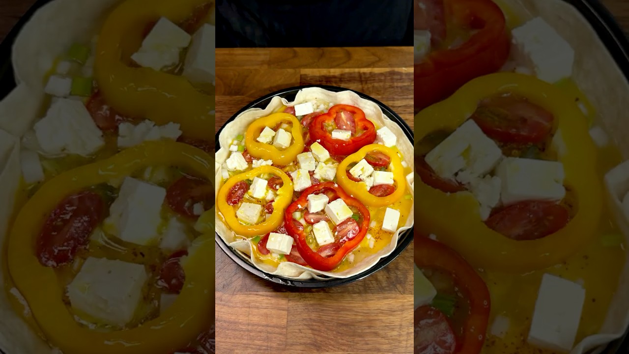 Cheesy Beef Tortilla Pizza! Easy Breakfast #shorts Cheesy Beef Tortilla Pizza! Easy Breakfast #shorts