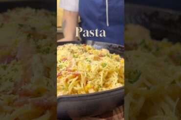 Pasta con pollo, tocineta y maicitos😍✨#pasta #recipe #food #comida #shorts