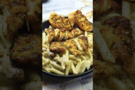 Garlic Bread & Grilled Chicken Pasta That Looks This Good #foodasmr #cooking #mealprep