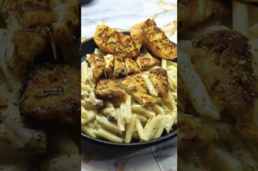 Garlic Bread & Grilled Chicken Pasta That Looks This Good #foodasmr #cooking #mealprep