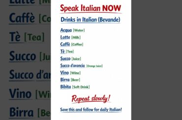 Drinks in Italian | Bevande 😍 #shorts #languagelearning #italiaonline #learnitalian