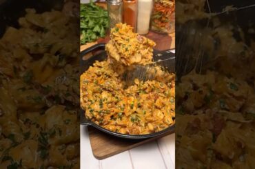 Pasta con Pollo y Tocineta 🍗🥓 Almuerzo fácil y rápido de hacer 🙌🏻 #receta #pasta #almuerzo