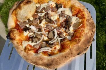 Right before the neighbor’s ball hit me and I dropped the pizza