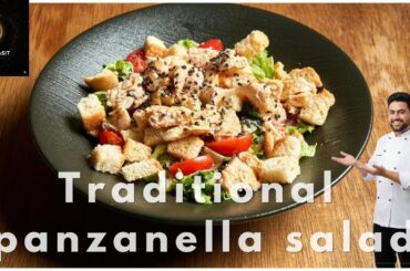 Traditional authentic Italian panzanella salad recipe | high fiber salad healthy salad recipe