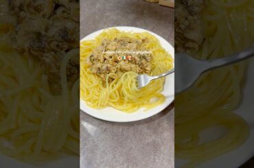 homemade creamy spaghetti recipe😍🍝 #recipe #easyrecipe #spaghetti #food #foodie #fyp #explore