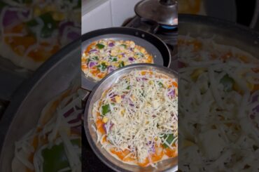 Made PIZZA at home *WITHOUT OVEN 😍🍕| #ytshorts #food #pizza #recipe #viral #shorts #fyp #foodie