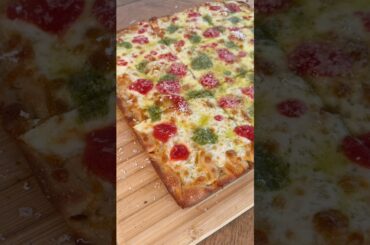 Marinara and pesto grandma pie. #pizza #homemade #foryou