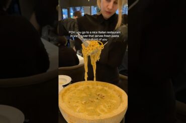Fresh Pasta wheel served right in front of you in Downtown Vancouver 🤩  #italianfood #vancouverfood