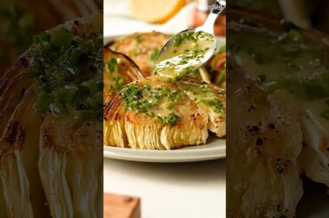 Roasted Cabbage with Chive-Mustard Vinaigrette Recipe!