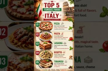 Top 5 Famous Food In Italy🤑 || #shorts #italy #italyfood #food #foodshorts