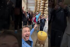 wa are in italy ,one small town where the manufacture cheese, Parmigiano Reggiano Cheese.