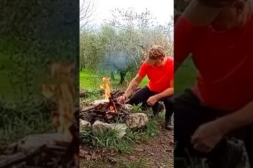 ASMR Cooking 🔥 Sizzling Chicken and Red Wine in a Rain Shelter