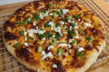 Buffalo-Bacon Chicken-Ranch pizza for lunch!