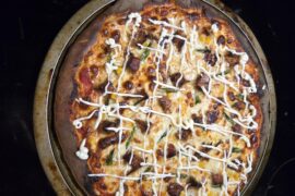Teriyaki chicken pizza extra garlic