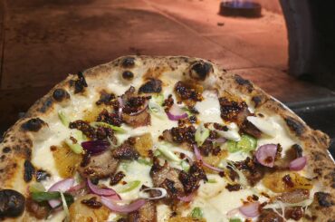 Char Siu Pork Shoulder, Caramelised Pineapple, Pickled Red Onion, Spring Onion and Chilli Crisp.