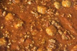 My home made pasta sauce with meatballs.