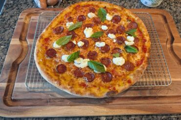 Some pizza I made last night! Pep, cheese, and a tri pie